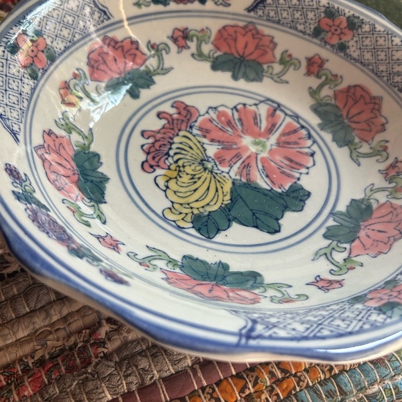 Floral Asian Ceramic Decorative Plate 10" - Picture 2 of 16